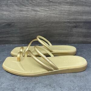 Crocs Miami Metallic Toe Loop Sandals Womens Size Womens Size 9 Gold Rubber Slip